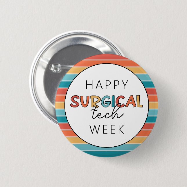 Chapa Redonda De 5 Cm Retro Happy Surgical Tech Week (Anverso y reverso)