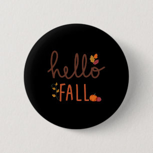 Chapa Redonda De 5 Cm Retro Hello Fall Leopard Pumpkin Temporada Otoño T