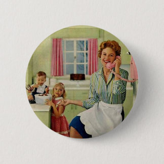 Chapa Redonda De 5 Cm Retro Housewife en cocina