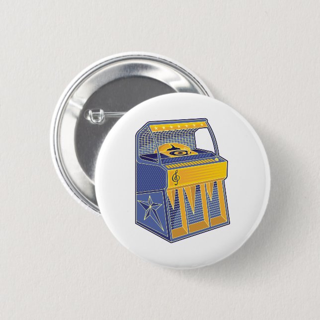 Chapa Redonda De 5 Cm Retro Jukebox (Anverso y reverso)