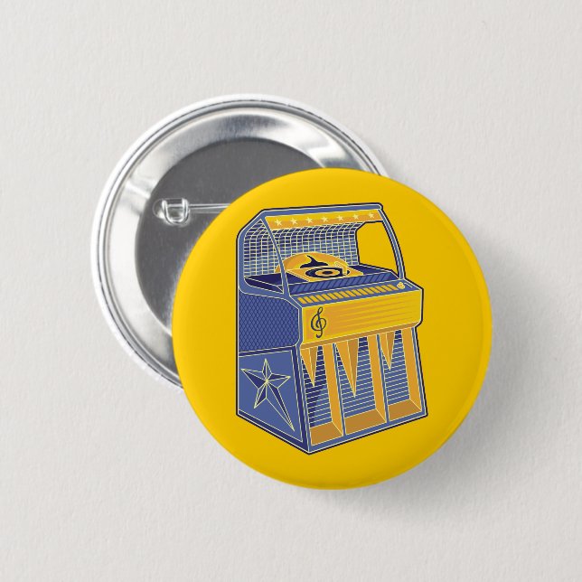 Chapa Redonda De 5 Cm Retro Jukebox (Anverso y reverso)