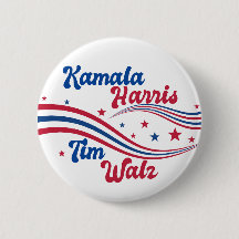 Retro Kamala Harris Tim Walz Elecciones Rojas Azul