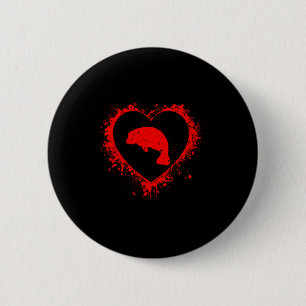 Chapa Redonda De 5 Cm Retro Manatí Día De San Valentín Corazón Forma Mi