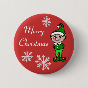 Chapa Redonda De 5 Cm Retro Merry Christmas Holiday Elf Button Pin