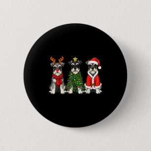 Chapa Redonda De 5 Cm Retro Navidad Miniatura Schnauzer Santa Reno