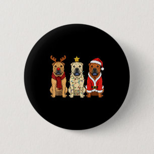 Chapa Redonda De 5 Cm Retro Navidad Shar Pei Santa Reno Perro Amante