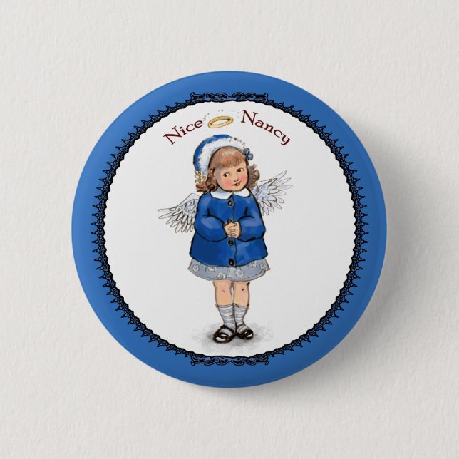 Chapa Redonda De 5 Cm Retro Nice Nancy (Anverso)