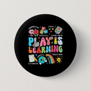 Chapa Redonda De 5 Cm Retro Play es equipo de maestras de jardín de infa