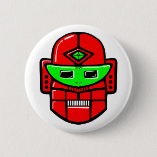 Chapa Redonda De 5 Cm Retro Robot Head