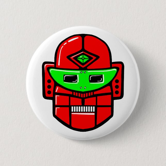 Chapa Redonda De 5 Cm Retro Robot Head (Anverso)