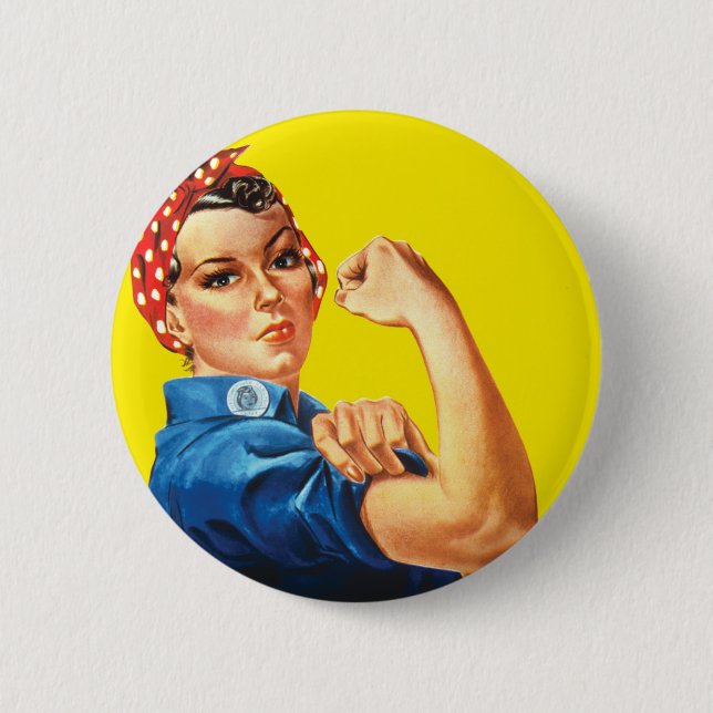 Chapa Redonda De 5 Cm Retro Rosie, la feminista del Riveter - Podemos ha (Anverso)