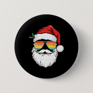 Chapa Redonda De 5 Cm Retro Santa Face Sungles Navidades Navidad Hombres