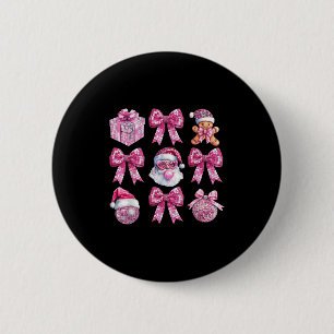 Chapa Redonda De 5 Cm Retro Santa Navidades Bubble Gum Sungles rosadas O