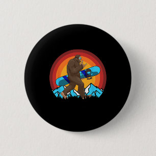 Chapa Redonda De 5 Cm Retro Snowboard Sunset Bigfoot Rock On For Snow