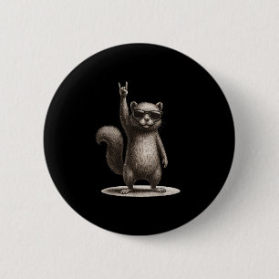 Chapa Redonda De 5 Cm Retro Squirrel Rock Música Graciosa Regalo Hombres