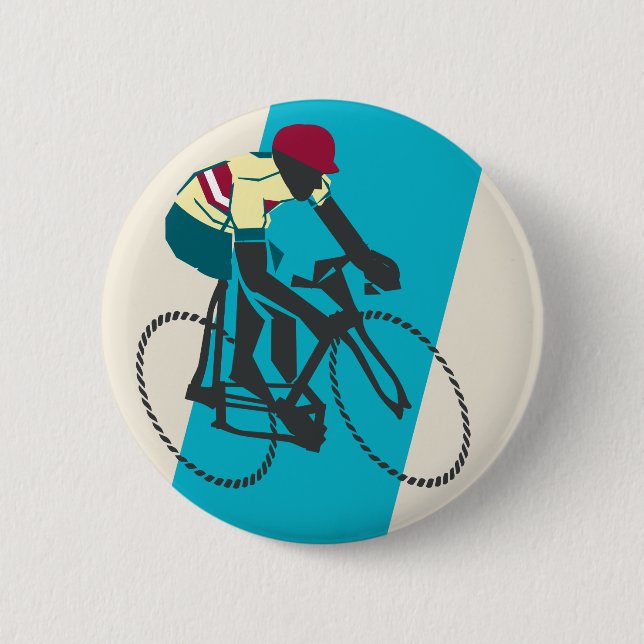 Chapa Redonda De 5 Cm Retro-style Blue Cycling (Anverso)