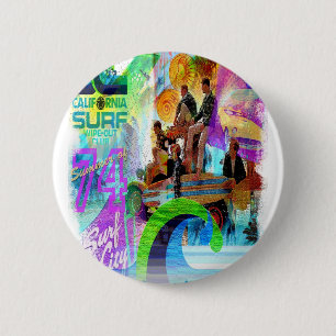 Chapa Redonda De 5 Cm Retro Surfing Badge