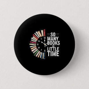 Chapa Redonda De 5 Cm Retro Tantos Libros Pequeños Lecturas de Reloj de