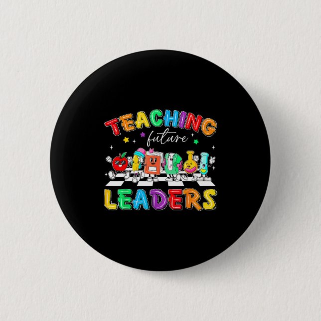 Chapa Redonda De 5 Cm Retro Teaching Future Leaders Groovy Teacher Back  (Anverso)