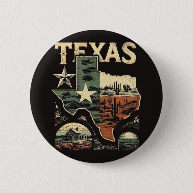 Chapa Redonda De 5 Cm Retro Texas (Anverso)