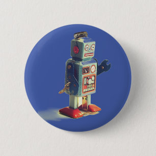 Chapa Redonda De 5 Cm Retro Toy Robot