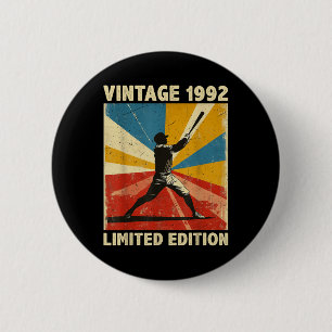 Chapa Redonda De 5 Cm Retro Vintage 1992 Baseball Lover Limited Edition
