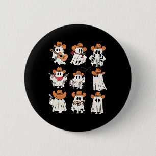 Chapa Redonda De 5 Cm Retro Western Halloween Cowboy Ghost Collage Spook