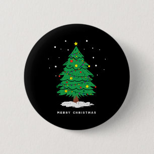 Chapa Redonda De 5 Cm Retro Xmas Merry Christmas Tree Lights