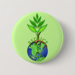 Chapa Redonda De 5 Cm Reutilizar Reducir Reciclar Árbol Tierra Globo
