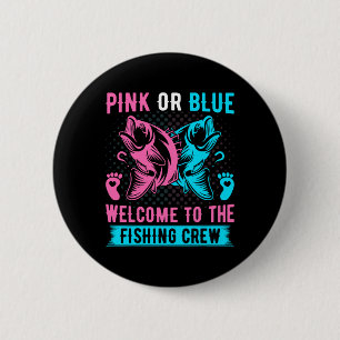 Chapa Redonda De 5 Cm Revelación de género Pesca Rosa o Azul Bienvenido