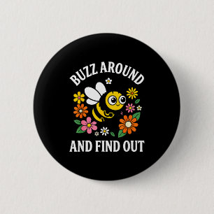 Chapa Redonda De 5 Cm Revolotea Y Descubre Chistoso Cute Abeja Juego De 