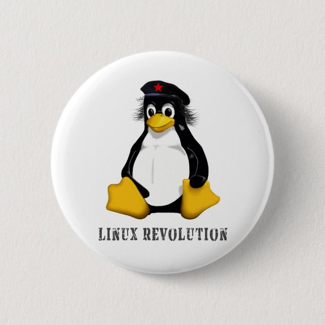 Chapa Redonda De 5 Cm Revolución de Linux (Anverso)