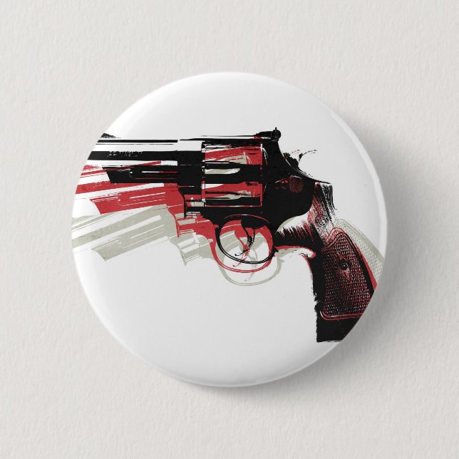 Chapa Redonda De 5 Cm Revolver en blanco (Anverso)