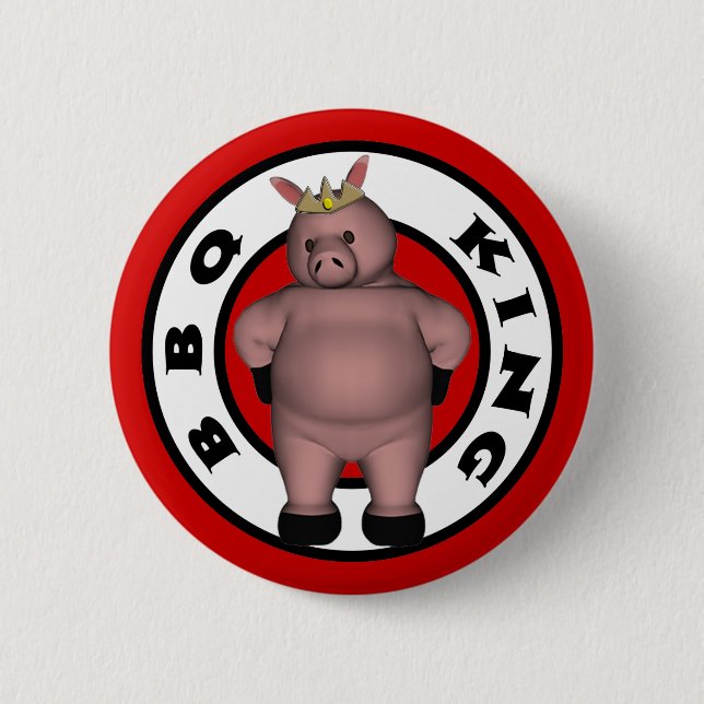 Chapa Redonda De 5 Cm Rey Button del Bbq (Anverso)
