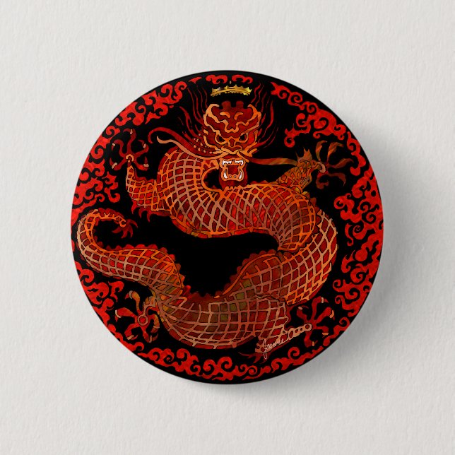 Chapa Redonda De 5 Cm Rey Button del dragón (Anverso)