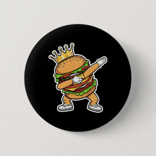 Chapa Redonda De 5 Cm Rey De Burger Dab Bailando Gracioso Hamburguesa