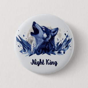 Chapa Redonda De 5 Cm Rey de la noche - Lobo aullante con la luna