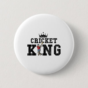 Chapa Redonda De 5 Cm Rey divertido de cricket gráfico para jugador