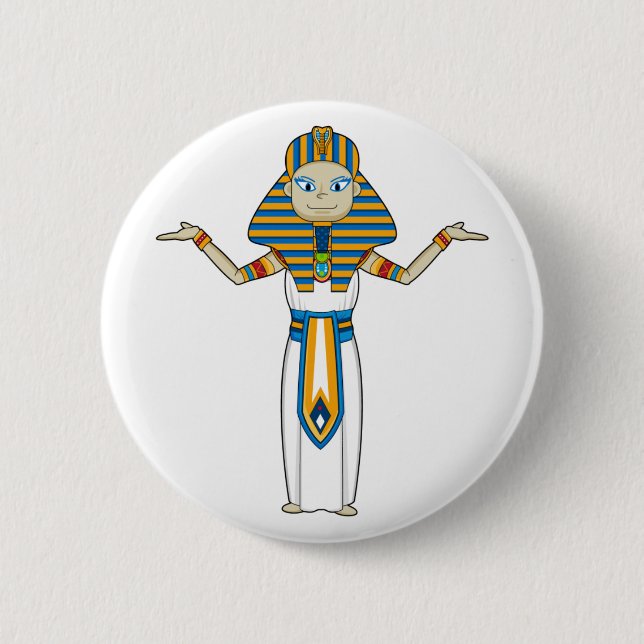 Chapa Redonda De 5 Cm Rey egipcio Button del Pharaoh (Anverso)