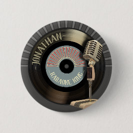 Chapa Redonda De 5 Cm Rey Retro Mic y expediente del Karaoke