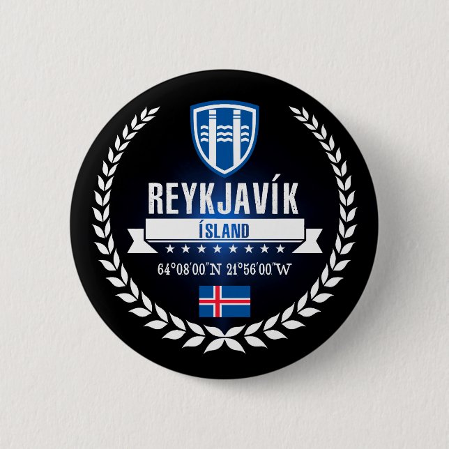 Chapa Redonda De 5 Cm Reykjavík (Anverso)