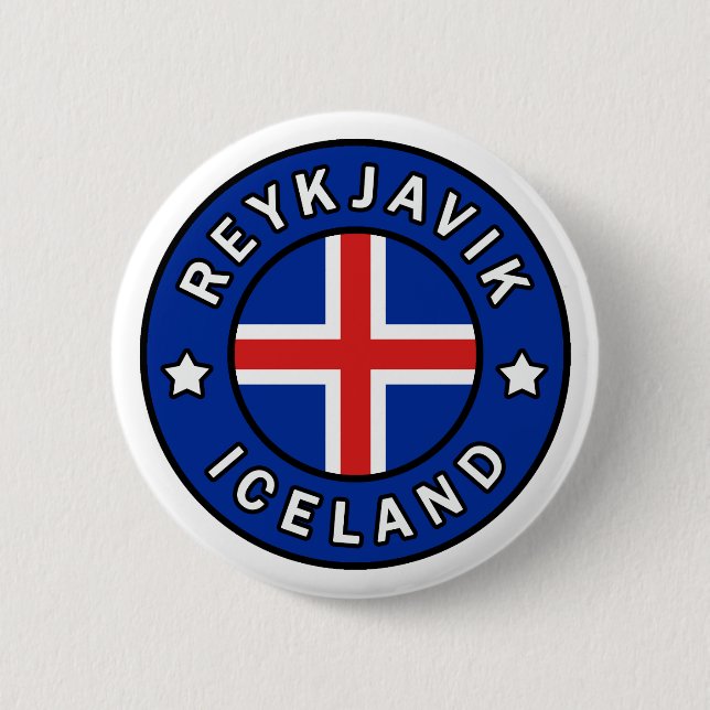 Chapa Redonda De 5 Cm Reykjavik Islandia (Anverso)