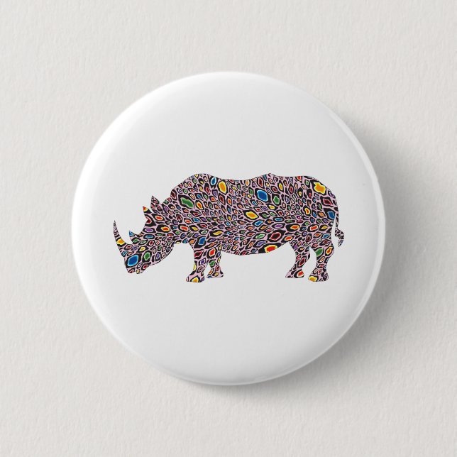 Chapa Redonda De 5 Cm Rhinoceros-Rosa-Cheetah (Anverso)