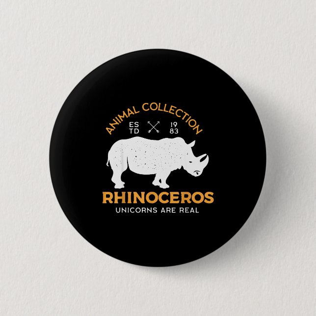 Chapa Redonda De 5 Cm Rhinoceros Unicorns Are Real Funny Animal  (Anverso)