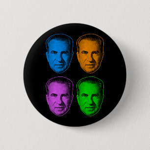 Chapa Redonda De 5 Cm Richard Nixon en color vívido