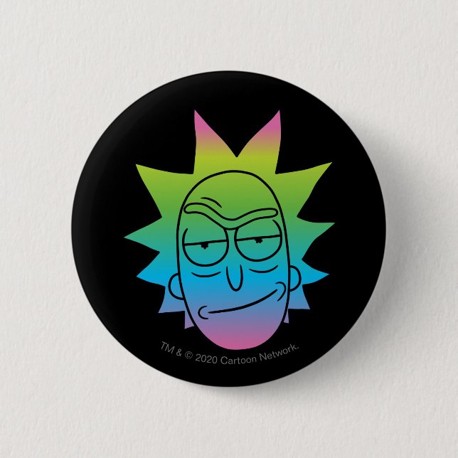 Chapa Redonda De 5 Cm RICK AND MORTY™ | Rainbow Rick Head pattern (Anverso)