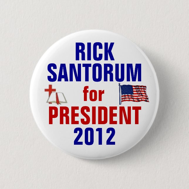 Chapa Redonda De 5 Cm Rick Santorum 2012 (Anverso)