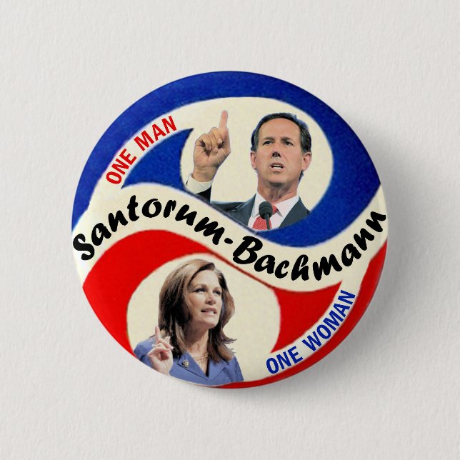 Chapa Redonda De 5 Cm Rick Santorum/Micaela Bachmann (Anverso)