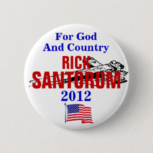CHAPA REDONDA DE 5 CM RICK SANTORUM PARA DIOS Y EL PAÍS 2012