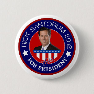 Chapa Redonda De 5 Cm Rick Santorum por el presidente 2012